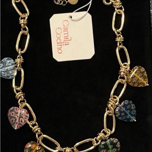 Camila Coehlo Gold Necklace with Multicolor Heart Charms - Picture 6 of 7